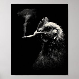 Cool Rooster Smoking Cigarette Art Graphic _1  Poster