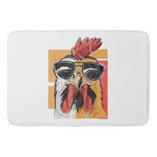 Cool Rooster Wearing Sunglasses Retro Vintage Chic Bath Mat