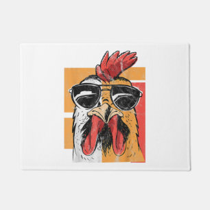 Cool Rooster Wearing Sunglasses Retro Vintage Chic Doormat