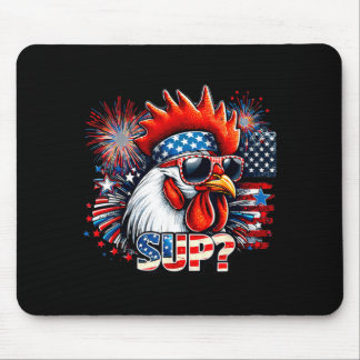 Cool Rooster with Sunglasses Sup Retro Farm Vibes Mouse Pad
