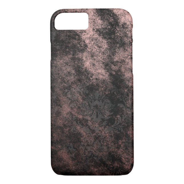 Cool Rose Gold Foil and Black Grunge Pattern Case-Mate iPhone Case (Back)