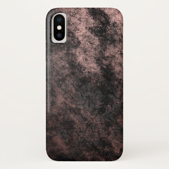 Cool Rose Gold Foil and Black Grunge Pattern Case-Mate iPhone Case (Back)