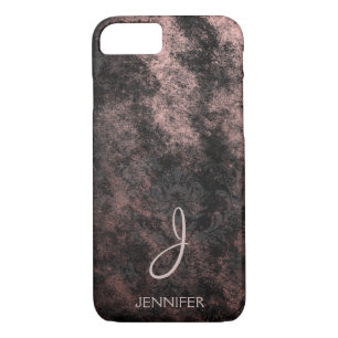 Cool Rose Gold Foil and Black Pattern Monogram Case-Mate iPhone Case
