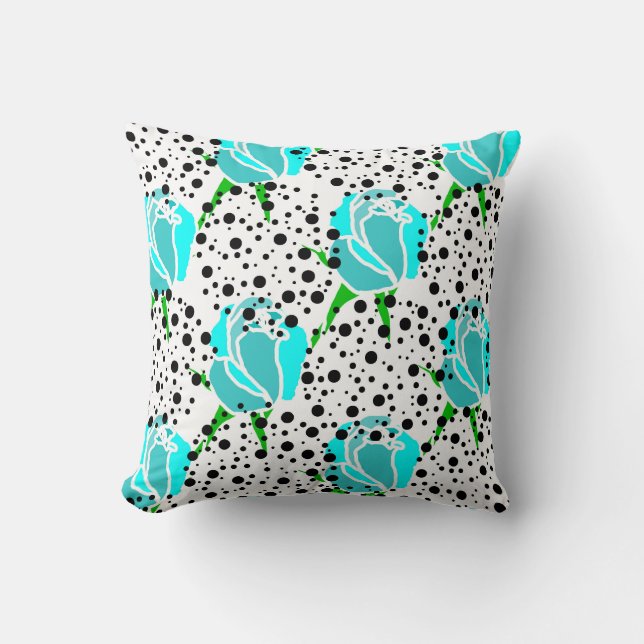 cool roses with dotted circles throw pillow (Front)