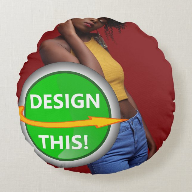 COOL! Round Throw Pillow 16" Cotton - Customize (Front)