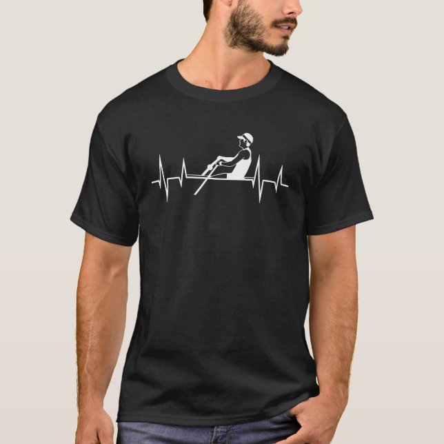 Cool Rowing Heartbeat Funny Single Scull Rower Ath T-Shirt (Front)