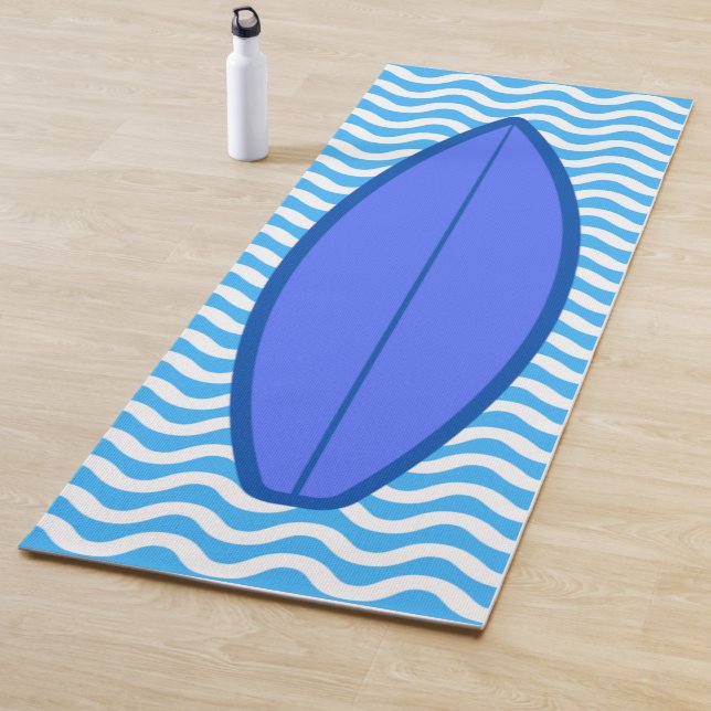 Cool Royal Blue Waves Surfing Yoga Mat (In Situ)
