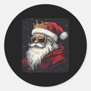 Cool Royal Santa Claus Outfit With Crown For Boys Classic Round Sticker