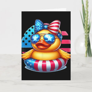 Cool Rubber Duck Usa Flag Cute Duckie 4th Of July  Card