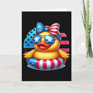 Cool Rubber Duck Usa Flag Cute Duckie 4th Of July  Card