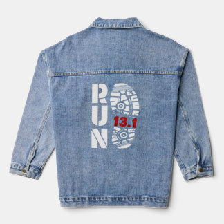 Cool Run 13 1 Miles Marathon Runner Running  Idea  Denim Jacket