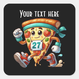 Cool running pizza party add message square sticker