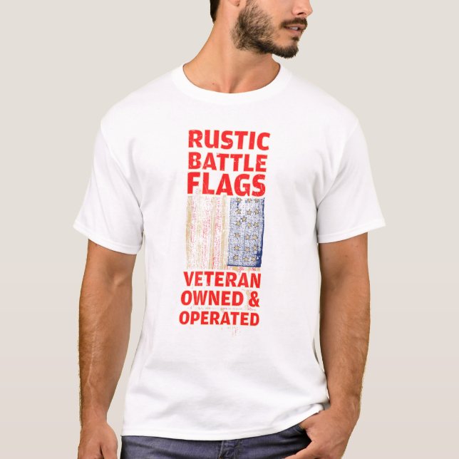 Cool Rustic Battle Flags Veteran Owned History T-Shirt (Front)