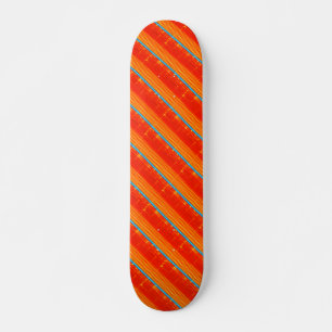 Cool Rustic Blue Orange Yellow Red Stripes Skateboard