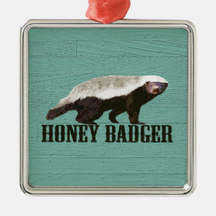 Cool Rustic Honey Badger Metal Ornament