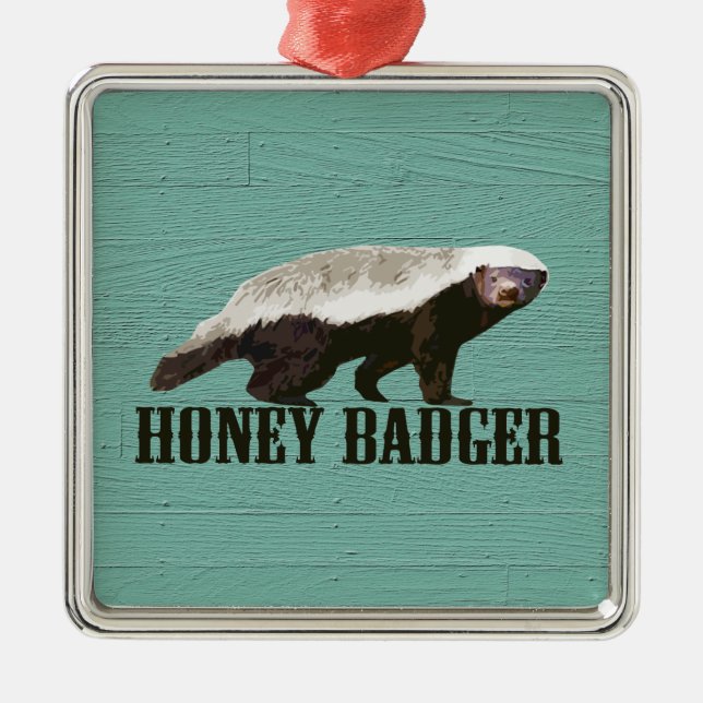 Cool Rustic Honey Badger Metal Ornament (Front)