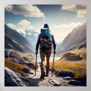 Cool Rustic Mountain Destination Hiking Poster