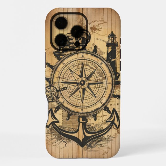 Cool Rustic Nautical Explorer iPhone Case (Back)