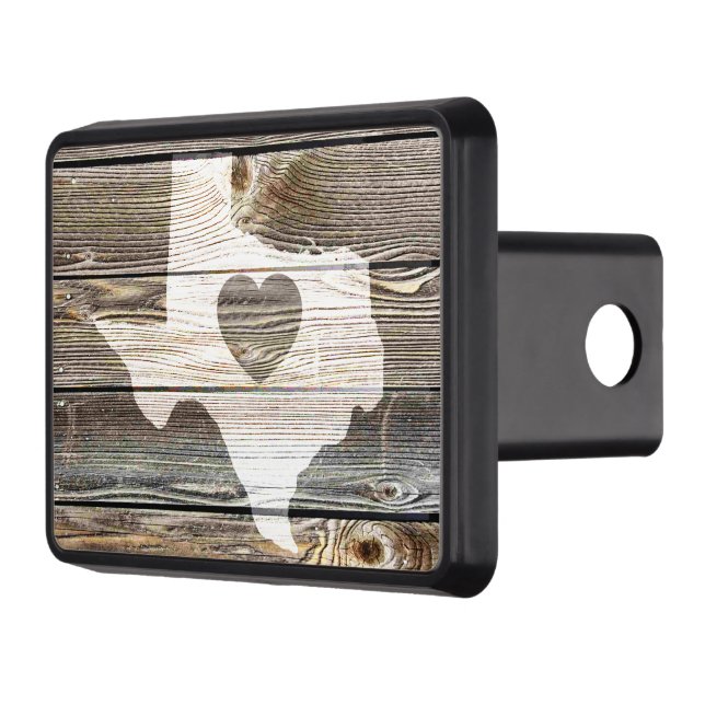 Cool Rustic old Wood texture In the Heart Of Texas Trailer Hitch Cover (Left)