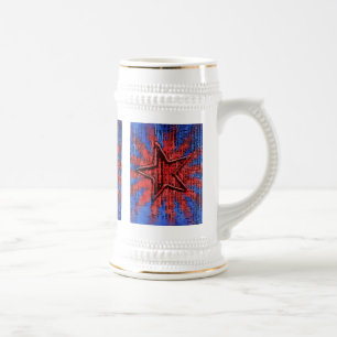 Cool Rustic Star Pop Art Print Beer Stein