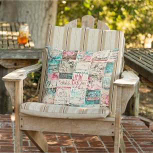 Cool rustic vintage art paper painting Retro decor Outdoor Pillow