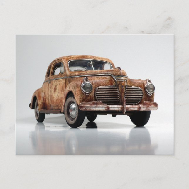 Cool Rusty  Old Vintage Barn Find Car Postcard (Front)