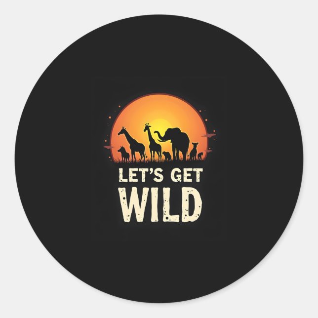 Cool Safari Design For Men Women Kids Safari Anima Classic Round Sticker (Front)