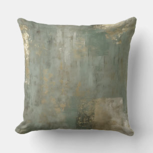 Cool Sage Gold Beige Rustic Abstract Throw Pillow