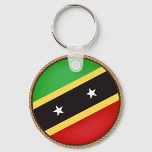 Cool Saint Kitts and Nevis Flag Seal Keychain