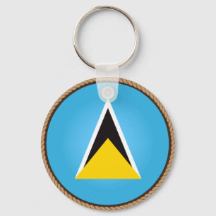 Cool Saint Lucia Flag Seal Keychain