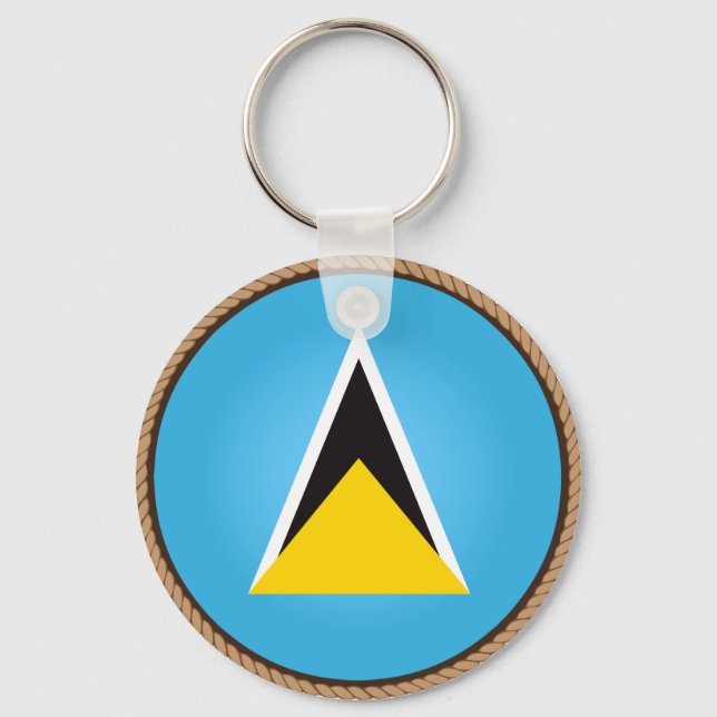 Cool Saint Lucia Flag Seal Keychain (Front)