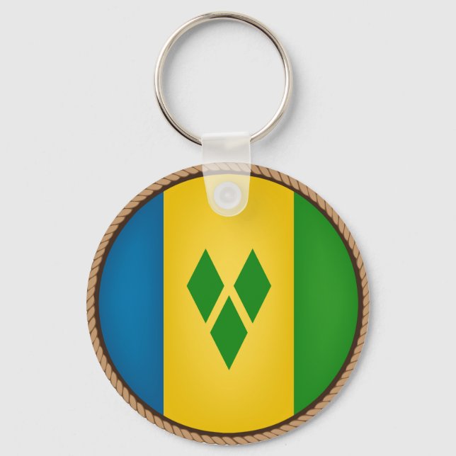 Cool Saint Vincent and the Grenadines Flag Seal Keychain (Front)