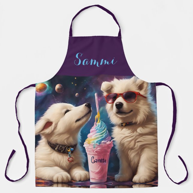 Cool Samoyed Puppies Outta this World Milkshake Apron (Front)