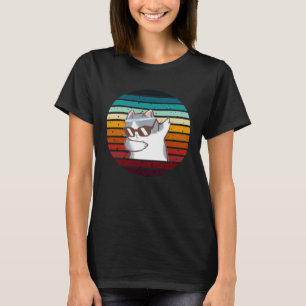 Cool Samurai Cat Retro Sunset Cute Kitten Men Wome T-Shirt