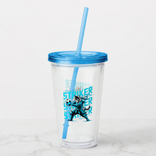 Cool Samurai Cat Soccer Insulated Gift for Gamers Acrylic Tumbler
