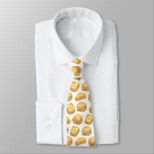 cool sandwich shop tiled pattern tie