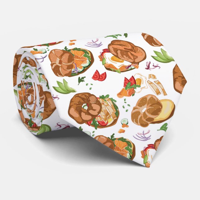 cool Sandwich shop tiled pattern Tie (Rolled)