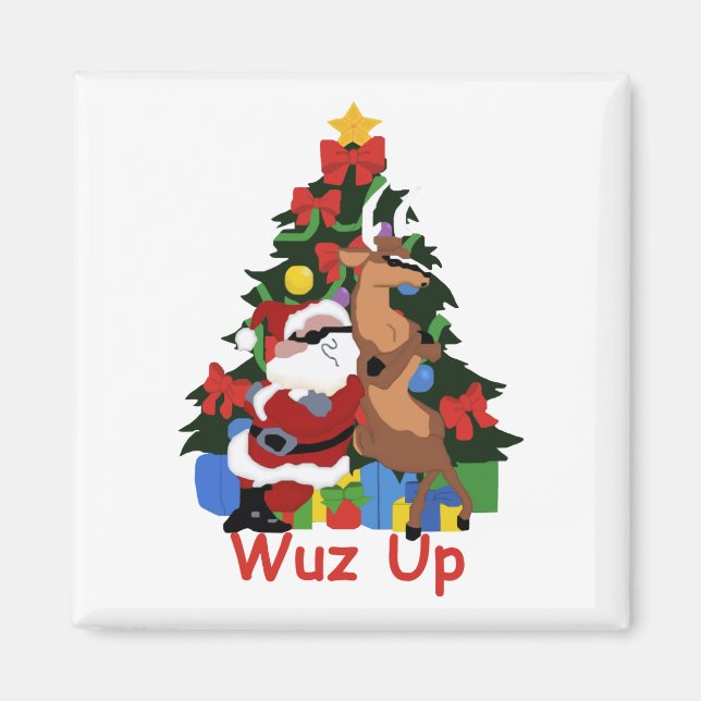 Cool Santa and Reindeer Magnet (Front)