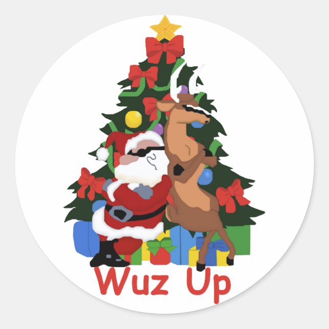 Cool Santa And Reindeer Stickers (Front)