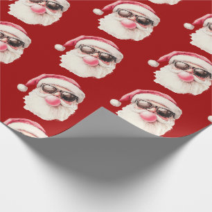 Cool Santa Bubble Gum Sunglasses Christmas Red Wrapping Paper