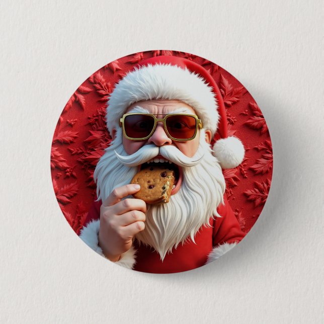Cool Santa Claus 2 Inch Round Button (Front)