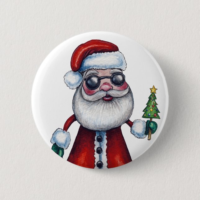 Cool Santa Claus 2 Inch Round Button (Front)