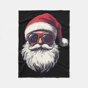Cool Santa Claus Face Retro Sungles Christmas Men Fleece Blanket
