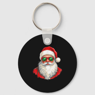 Cool Santa Claus Face Retro Sungles Christmas Men  Keychain