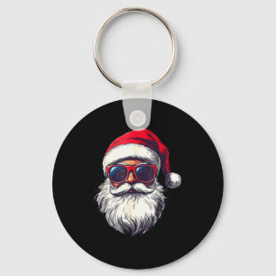 Cool Santa Claus Face Retro Sungles Christmas Men  Keychain