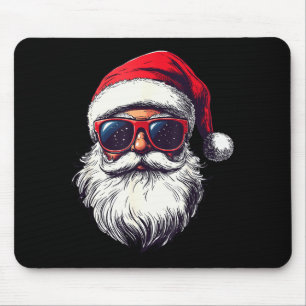 Cool Santa Claus Face Retro Sungles Christmas Men Mouse Pad