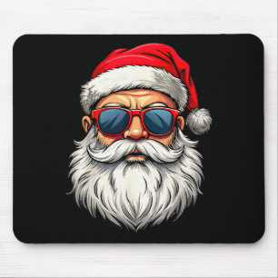 Cool Santa Claus Face Retro Sungles Christmas Men  Mouse Pad