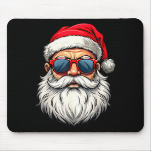 Cool Santa Claus Face Retro Sungles Christmas Men  Mouse Pad
