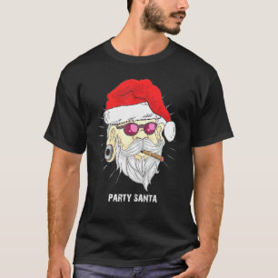 Cool Santa Claus Wearing Glasses Smoking Cigars T-Shirt
