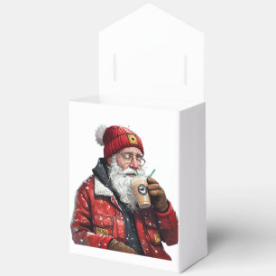 Cool Santa Drinking Iced Coffee Christmas Art Favor Box